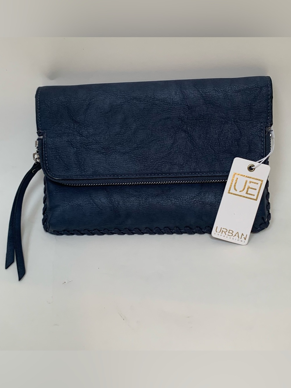 URBAN Expression Vegan Leather Crossbody Clutch Handbag Purse Blue w/o Strap